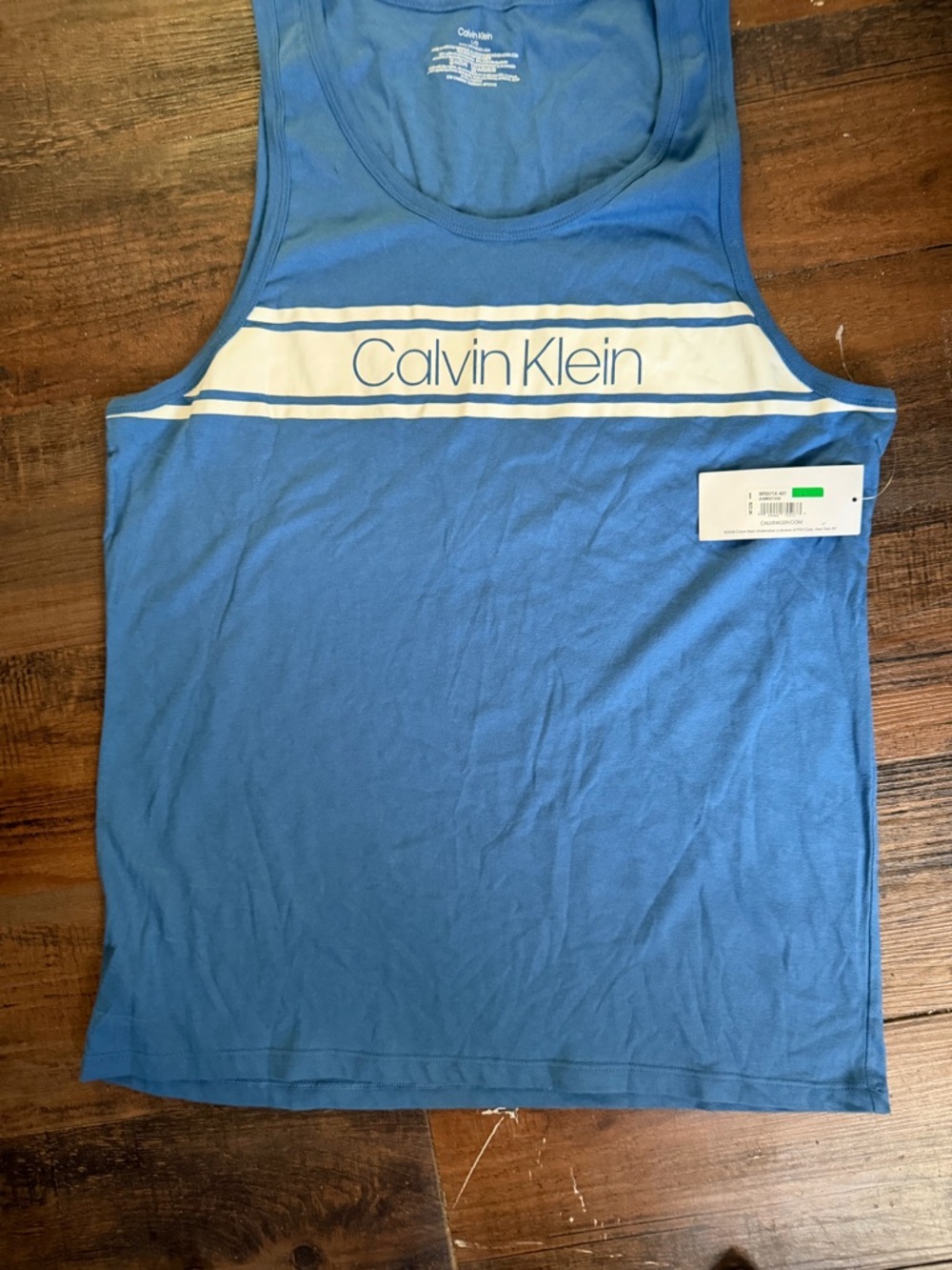 New Calvin Klein light Blue Tank with graphic print men’s Sz Lg